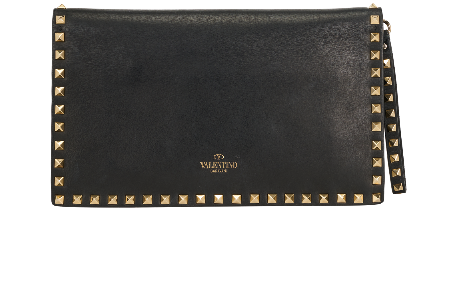 Large Rockstud Clutch, &pound;295, Handbags, Black, Leather, Back view